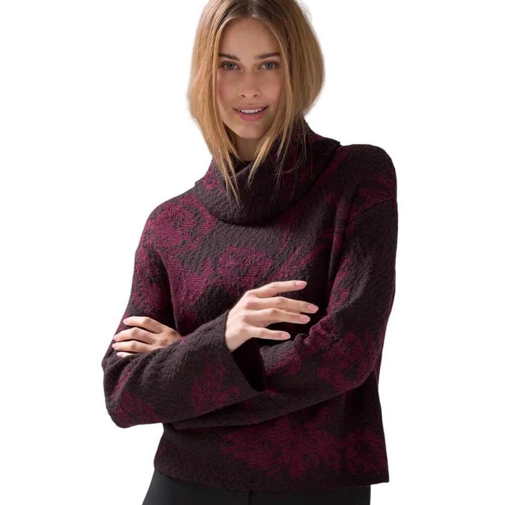 🌺White House Black Market Women S Port floral turtleneck cotton blend sweater - Picture 4 of 4